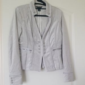 WHBM velvet jacket gray w silver buttons LS Sz 10